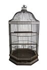 Rare Monumental Antique Victorian Brass Octagonal Hanging Dome Top Bird Cage 40
