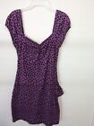 Betsey Johnson VTG Purple  Dress Medium Ruffle Floral Cotton Lycra Mini 90s 80s