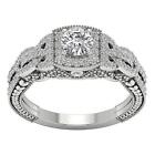 Halo Engagement Solitaire Ring I1 G 1.00 Ct Natural Diamond 14K Solid White Gold