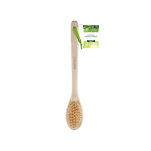 Bristle Bath Brush Stiff Shower Bristles Long Bamboo Handle Back & Body Brush