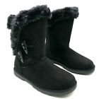 Falls Creek Chesna Faux Fur Women's Size 8 Black Suede Winter Boots Snow Boots