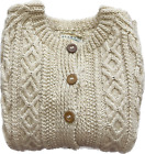 Blarney Woolen Mills Vintage Irish Handknit Cardigan Sweater - Women's Ivory  M