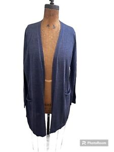 NEW With Tags Nordstrom Signature Open Front Navy Cardigan Silk Cashmere Size XL