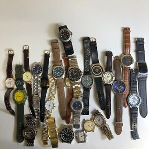 Lot Of 24 Assorted Mens Watches Untested Vintage New Parts Repair Good