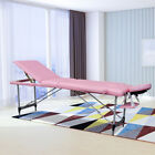3 Fold 84''L Massage Table Adjustable Portable Beauty SPA Bed Aluminium Pink US