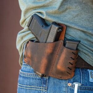 Leather Gun Holster Tactical Handgun OWB Concealed Carry Pistol  Molle Waist