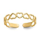 14K Yellow Gold Open Hearts Toe Ring Adjustable