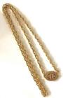 Chanel Coco Mark Necklace Gold Medal Long Chain Fashion Accessories Vintage