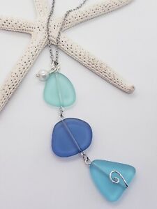 Sea Glass Necklace w 3