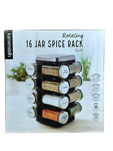 Kamenstein Brushed Stainless 16-Jar Countertop Spice Rack Organizer With Spices