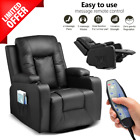 Luxury Heated Recliner Chair Massage Swivel Rocking Faux Leather Sofa Black Seat
