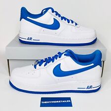 Nike Air Force 1 '07 Shoes White Medium Royal Blue DH7561-104 Men's Sizes NEW