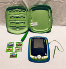 LeapPad 2 Learning Game System w/Cover Green Case 5 Cartridges Working