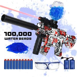 Gel Ball Blaster, 100,000 Ammo Gel Beads, Extra batteries, Laser  and Darts