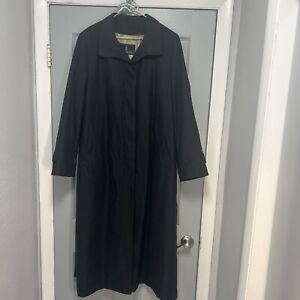 Vintage London Fog Maincoats Women's Black Lined Trench Coat Size 14 Regular
