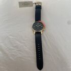 Authentic Fossil BQT1110 hybrid smart watch black leather and gold 