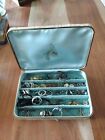 Vintage Clamshell  Jewelry Box with Costume Jewelry Contents