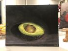 Original Oil Painting Still Life Food Avocado  Canvas Board art  Realism