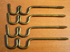 (4) Antique Brass Finished Double Curtain Rod Support Brackets Vintage H.L. Judd