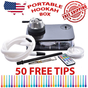 Portable Hookah Acrylic Box Kit Set Shisha Persoanl Travel Fast Shipping 50 Tips