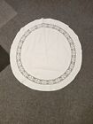 Vintage Round Tablecloth Cream Color With Lace Detail 37”
