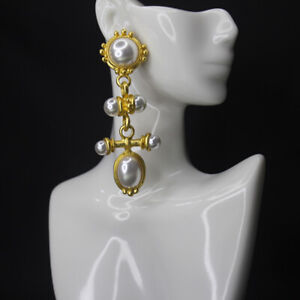 Women Vintage Medieval Earrings Long Vintage Palace Style Pearl Earrings