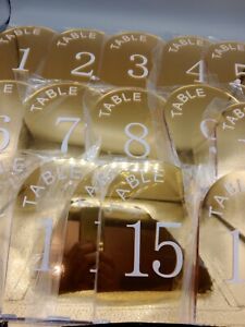 15 Pcs 1-15 Wedding Table Numbers Mirror Acrylic Table Number WITHOUT Stands.
