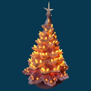 Vtg 1970's Nowell Mold Ceramic Lighted Christmas Tree 3 pc 21