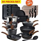 30 Pieces Cookware Set Nonstick Granite Coated Pots and Pans Set Bakeware Set