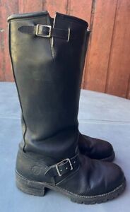 Double H Mens 8 Black Leather Engineer  Boots Steel Toe **TALL**