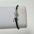 Pandora 7 Inch Black Leather Charm Bracelet With Music Charm