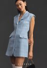 NWT Anthropologie Maeve Sleeveless Tweed Blazer Mini Dress Light Blue Sz 10 $168