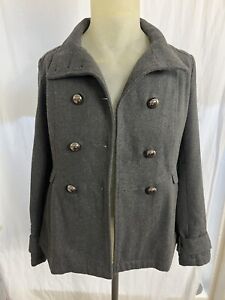 Maralyn & Me Women's Gray Trench Coat Jacket Double Breasted, Size Small No Hood