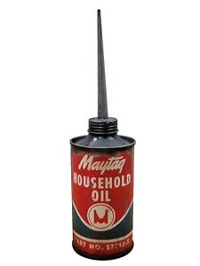 VTG. MAYTAG Household Oil Can (Empty) Part No. 57190-X, Red/Green Lavel, Preown