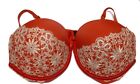 Victoria's Secret 36D push up Bra red w/ white lace underwire padded SEXY