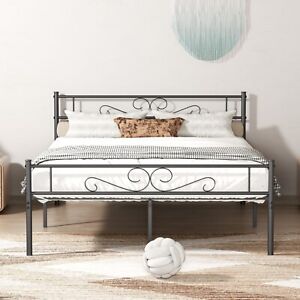 New ListingVECELO Metal Bed Frame Headboard and Footboard Twin/Full/Queen Size Slat Support