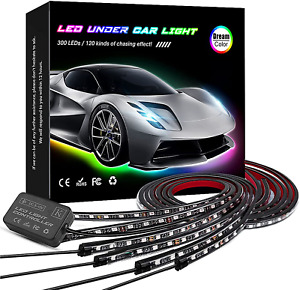 KORJO Car Underglow Lights, 6 Pcs Bluetooth Led Strip Lights with Dream Color