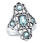 GENUINE BLUE TOPAZ CLASSIC ART NOUVEAU STYLE 925 STERLING SILVER RING       442X