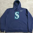 Seattle Mariners Nike Hoodie Left Swoosh Pullover BSBL Big Logo Blue Medium