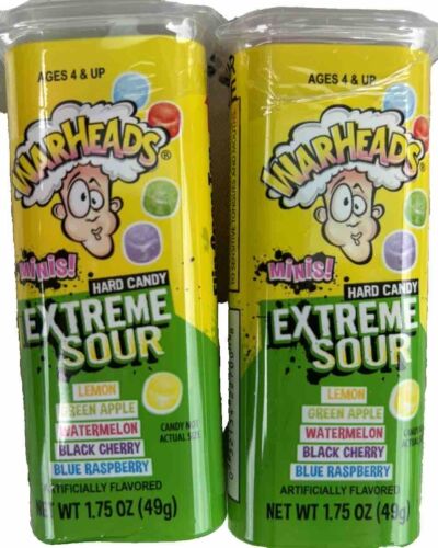 New ListingWarheads EXTREME SOUR Minis Hard Candy 5 Fruit Favors~1.75oz Each (LOT OF 2)