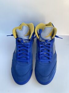 Jordan 5 Retro Laney 2019 Size 12 Used Good Condition Blue/Yellow Lace Locks