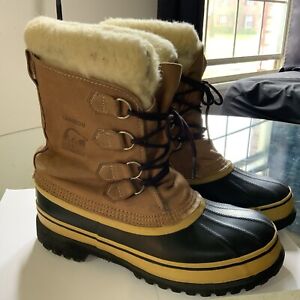 SOREL CARIBOU Womens Waterproof Leather Snow Winter Duck Boots Fur Lined Size 10