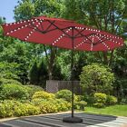 13FT Patio Double-Sided Umbrella with Solar LED Lights Outdoor Umbrella Red