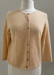 PURE COLLECTION Size US 14 / 16 Sherbet Orange 100% Cashmere Cardigan Sweater