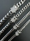 Real Miami Cuban Chain Necklace 925 Silver MOISSANITE Iced Clasp Passes Tester