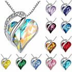 Love Heart Birthstone Pendant Necklaces for Women Jewelry Birthday Mothers Gifts
