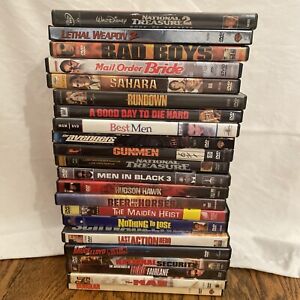 Lot of 22 DVD Comedy Action Movies Last Action Hero, Bad Boys, Sahara And More