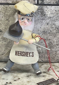 KURT ADLER HERSHEY'S CHOCOLATE KISS Christmas Ornament WOOD BAKER ELF Apron NEW!