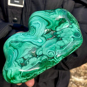 New Listing3LB Natural glossy Malachite transparent cluster rough mineral sample