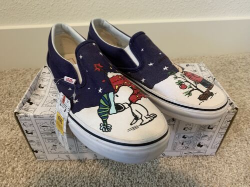 Vans X Peanuts Classic Slip On Charlie Brown Christmas Mens Size 10 Sneakers